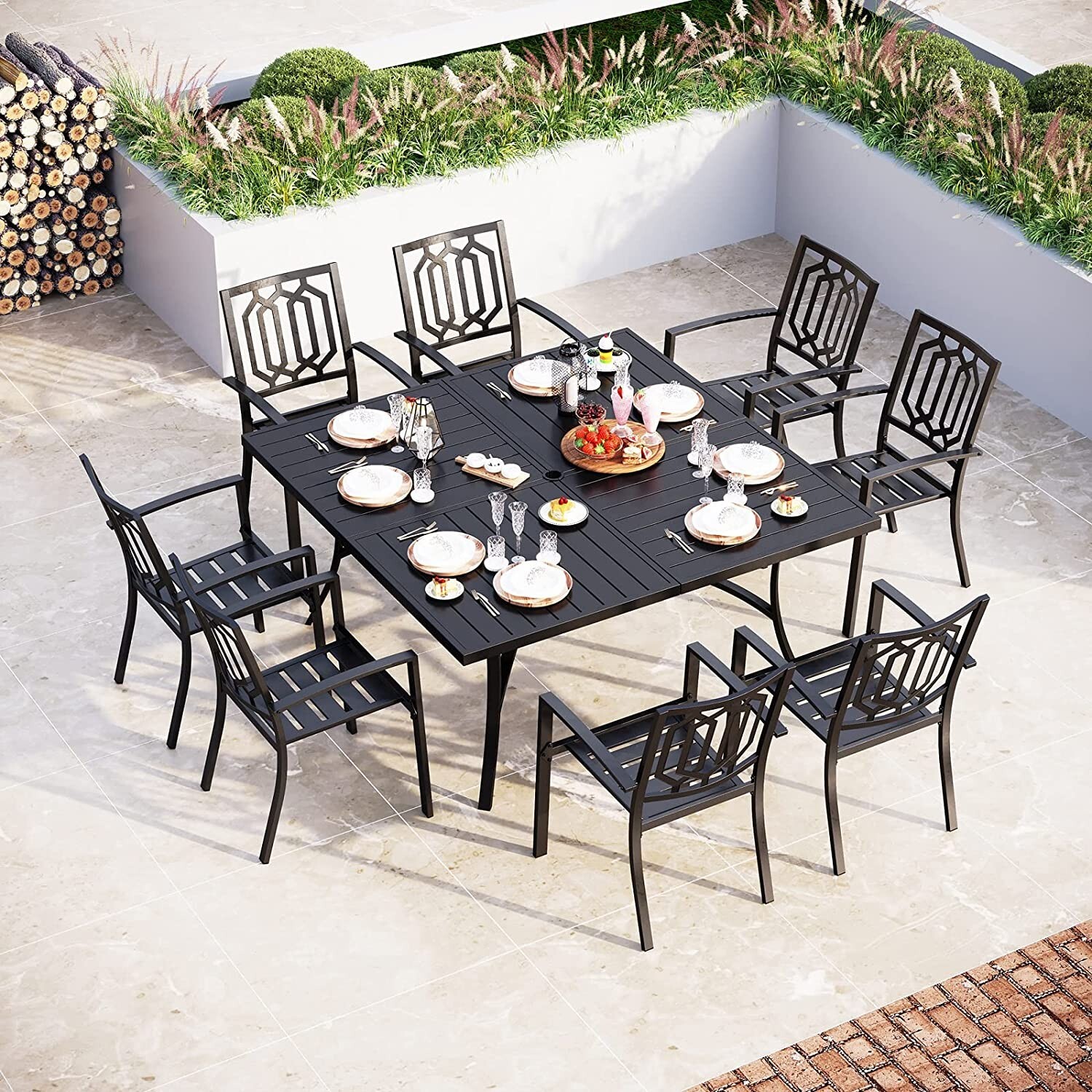 Kids Outdoor Dining Set - 9 Piece Patio Table Set Outdoor
