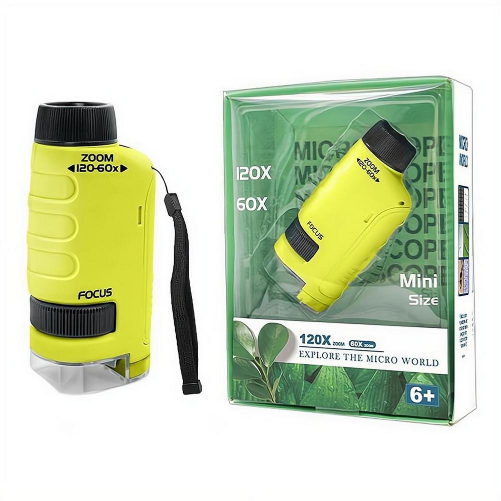Kids Outdoor Microscope - Pocket Microscope 60-120X With LED Light