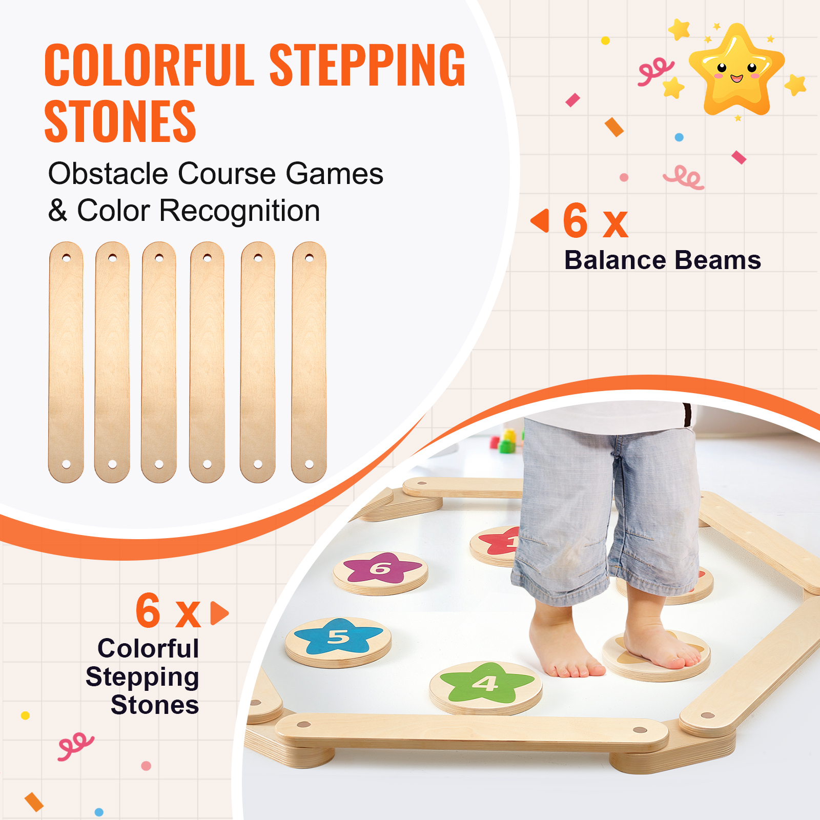 SucceBuy 6PCS Kids Balance Bea - Kids Outdoor Balance Beam review and price