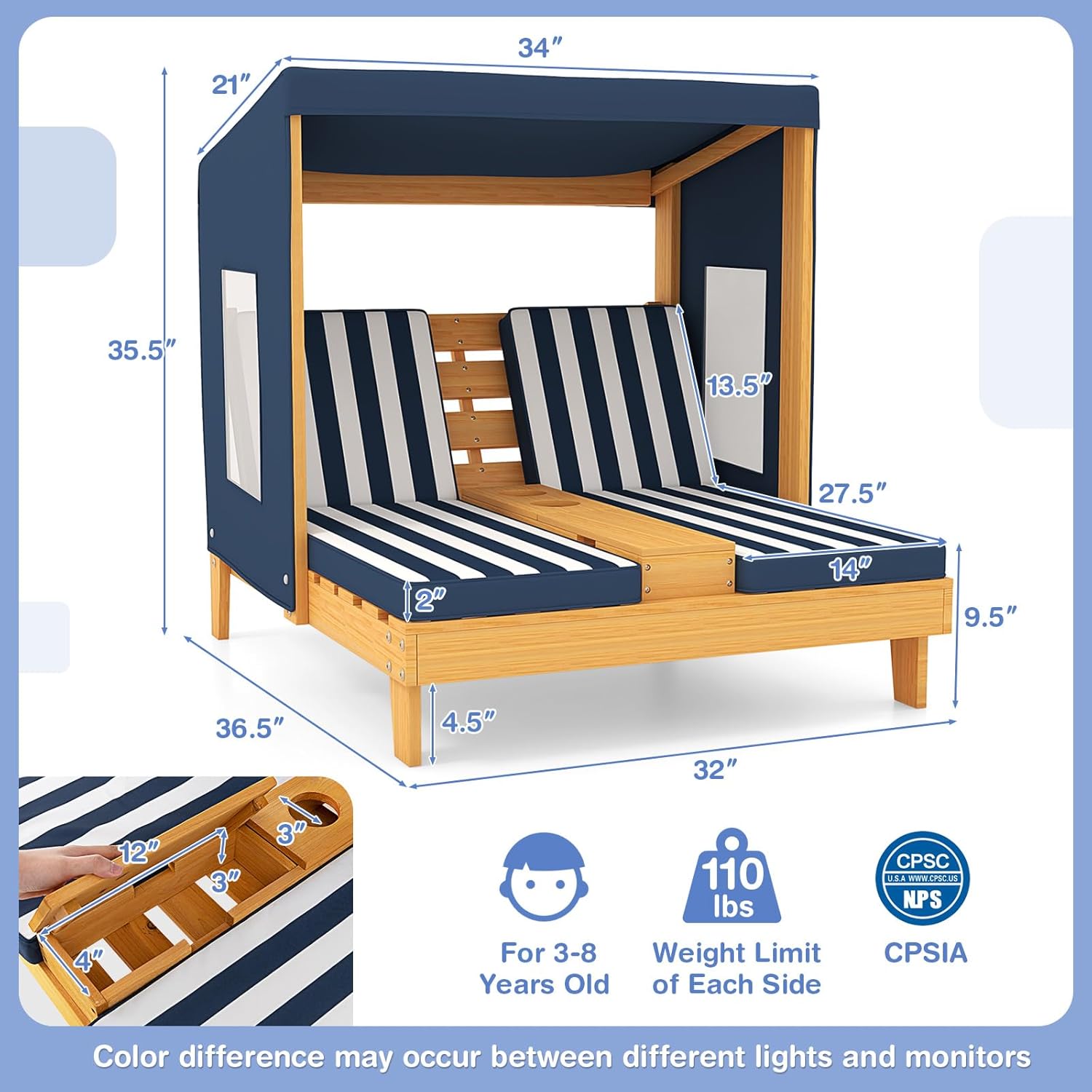 Kids Double Chaise Lounge Outd - Kids Outdoor Loungers review and price