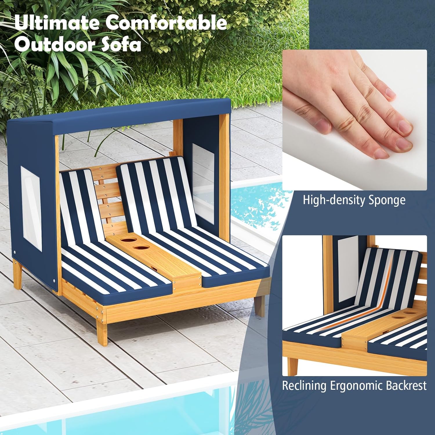 Kids Double Chaise Lounge Outd - Kids Outdoor Loungers review and price