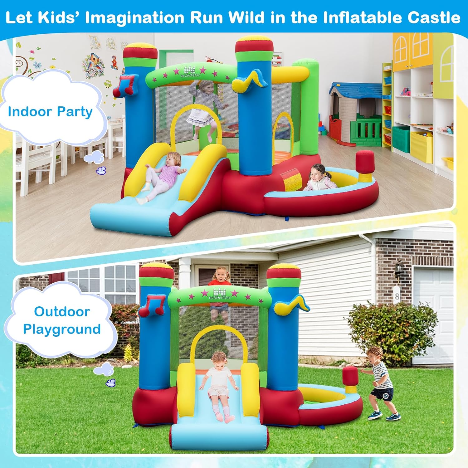 Inflatable Bounce House with B - Kids Outdoor Zone review and price