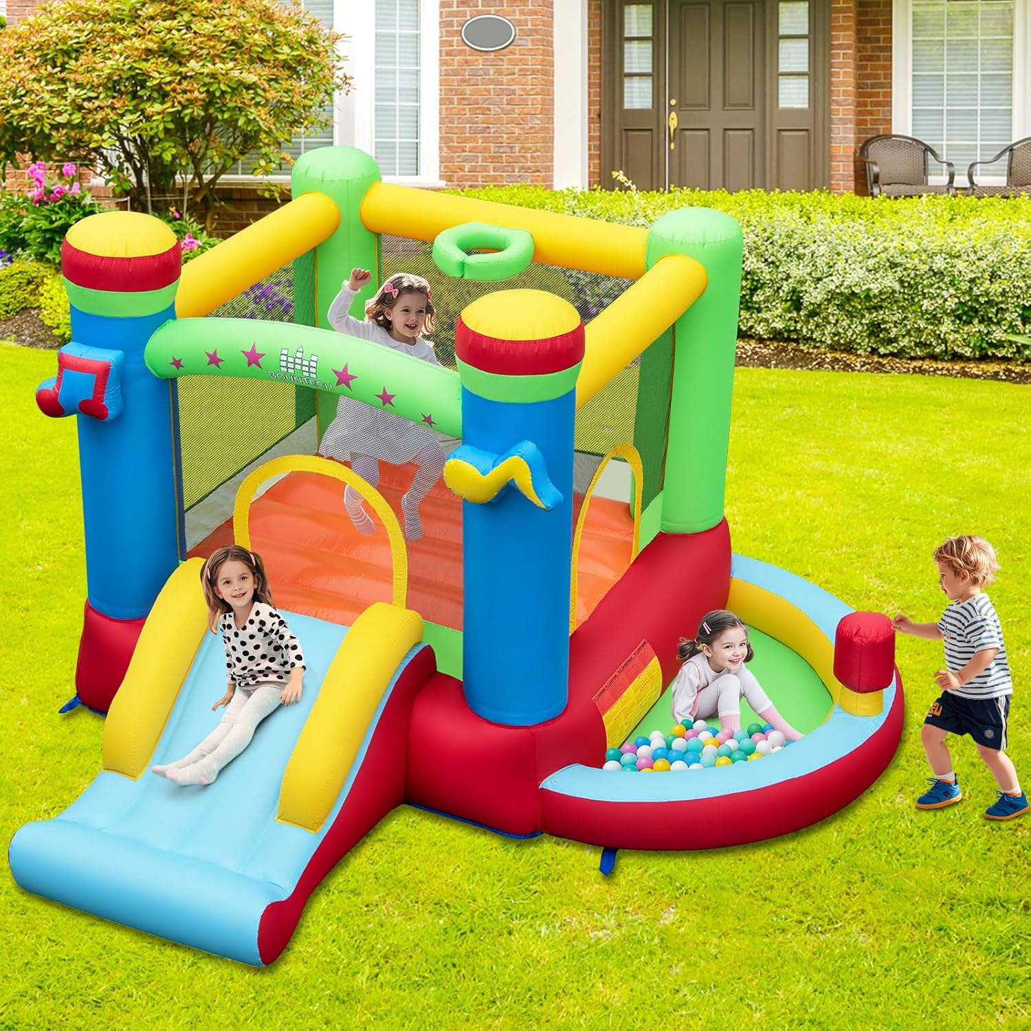 Inflatable Bounce House with B - Kids Outdoor Zone review and price