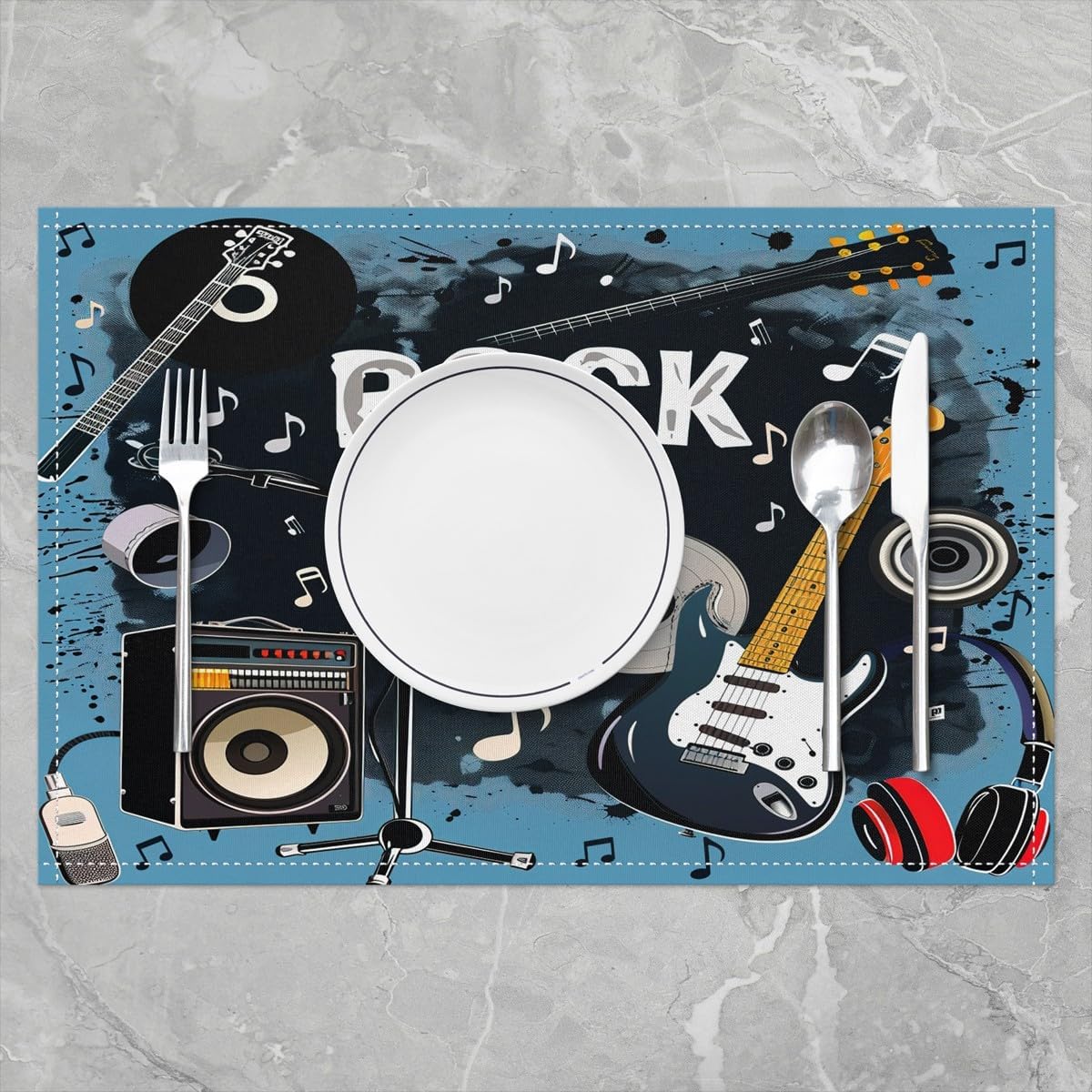 Rock Music Placemats Set of 4  - Kids Outdoor Dining Set review and price