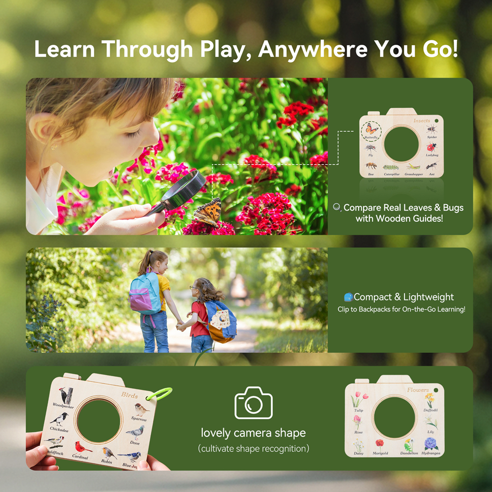 Wooden Camera Shape Nature Cog - Kids Outdoor Activity Set review and price