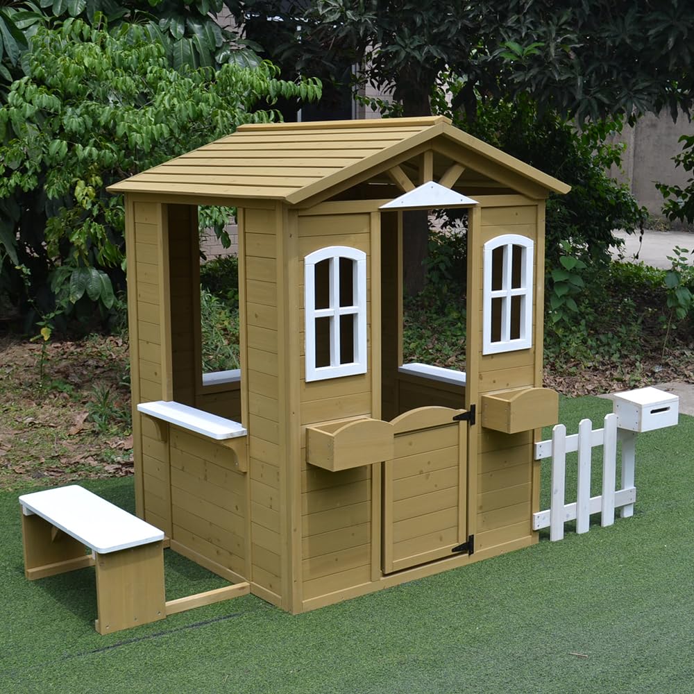 Cedar Wooden Playhouse Kids Ou - Kids Outdoor Nature Play review and price