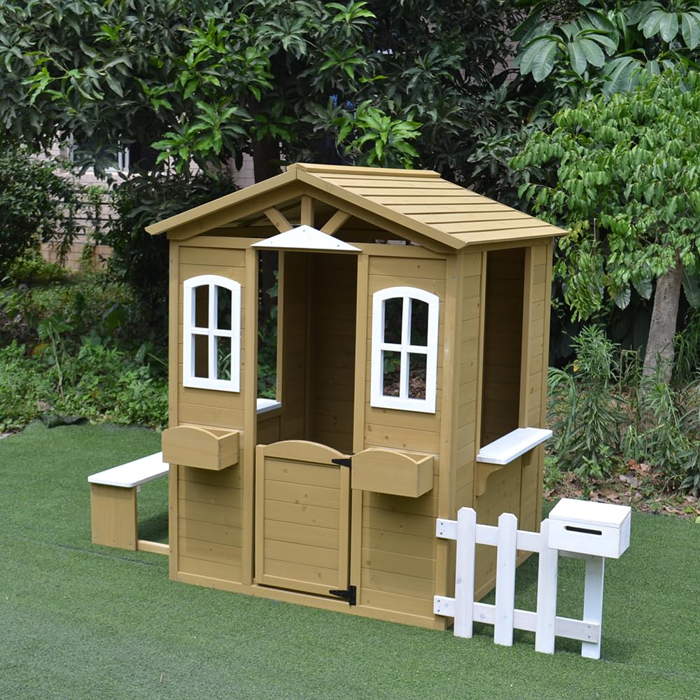 Cedar Wooden Playhouse Kids Ou - Kids Outdoor Nature Play review and price